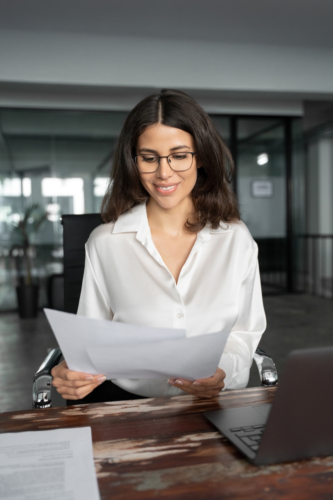 Women looking over papers